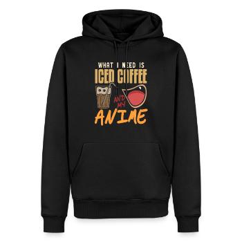Ce dont j’ai besoin, c’est d’un café glacé et de mon anime cool présent - Sweat à capuche Premium bio Homme - noir - Devant - Nico (187cm)
