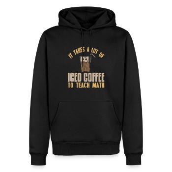 Il faut beaucoup de café glacé pour enseigner les mathématiques - Sweat à capuche Premium bio Homme - noir - Devant - Nico (187cm)