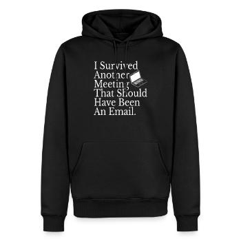 Office Employee Funny I Survived Another Meeting - Men’s Premium Organic Hoodie - black - Front - Nico (187cm)