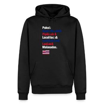 Spam Musubi Poke Loco Moco Hawaii Food - Men’s Premium Organic Hoodie - black - Front - Nico (187cm)
