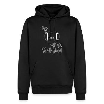 Football Parent My Heart Is On That Field - Men’s Premium Organic Hoodie - black - Front - Nico (187cm)