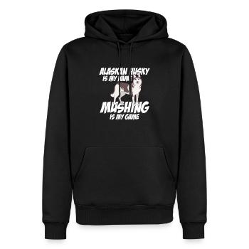 Alaskan Husky Is My Name Mushing Is My Game - Männer Premium Bio Hoodie - Schwarz - Vorne - Nico (187cm)