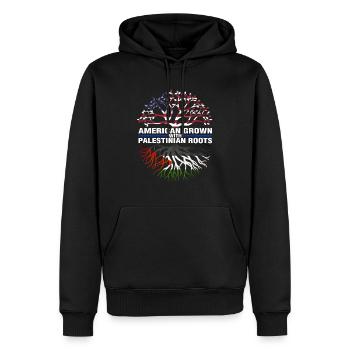 Palestinian Roots American Grown Palestine - Men’s Premium Organic Hoodie - black - Front - Nico (187cm)