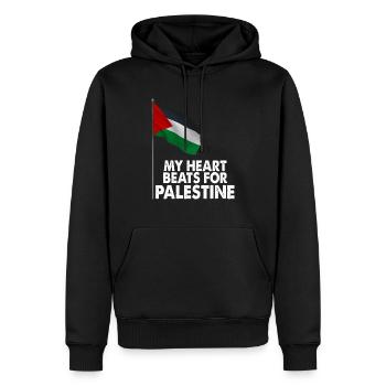 My heart Beats For Palestine - Men’s Premium Organic Hoodie - black - Front - Nico (187cm)