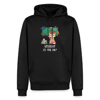 Chat étudiant du jour - Sweat à capuche Premium bio Homme - noir - Devant - Nico (187cm)