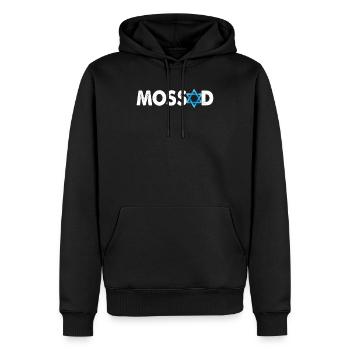 Mossad Israel - Men’s Premium Organic Hoodie - black - Front - Nico (187cm)