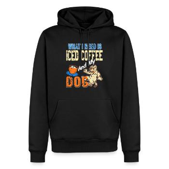 What I Need Is Iced Coffee And My Dog Vintage - Männer Premium Bio Hoodie - Schwarz - Vorne - Nico (187cm)