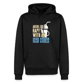 Absolument heureux avec un café glacé génial - Sweat à capuche Premium bio Homme - noir - Devant - Nico (187cm)