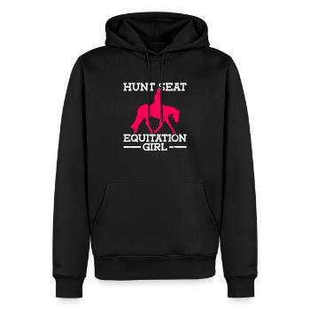 Hunt Equitation Girl - Hunt Français - Sweat à capuche Premium bio Homme - noir - Devant - Nico (187cm)