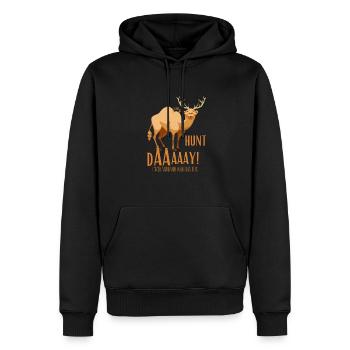 Vintage Hunt Day Buck Deer Funny Hunting Humpday - Men’s Premium Organic Hoodie - black - Front - Nico (187cm)