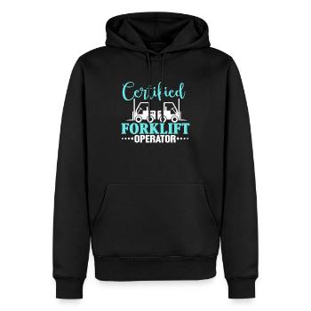 Gabelstapler Fahrer Bediener lustiges Design - Männer Premium Bio Hoodie - Schwarz - Vorne - Nico (187cm)