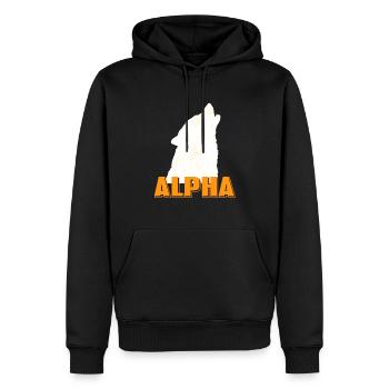 ALPHA Of The Pack Cool Awesome Wolf Lover Tee - Männer Premium Bio Hoodie - Schwarz - Vorne - Nico (187cm)