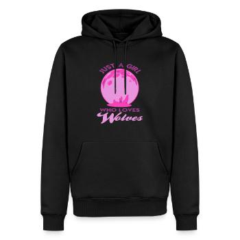 Juste une fille qui aime les loups rétro génial - Sweat à capuche Premium bio Homme - noir - Devant - Nico (187cm)