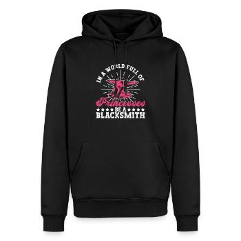 In einer Welt voller Prinzessinnen sei ein Schmied - Männer Premium Bio Hoodie - Schwarz - Vorne - Nico (187cm)