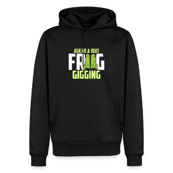 Ask Me About Frog Croak Frog Catcher - Men’s Premium Organic Hoodie - black - Front - Nico (187cm)