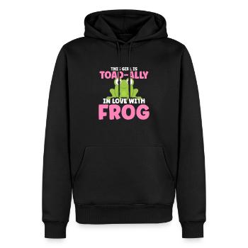 Cette fille est une alliée de crapaud amoureuse de sa grenouille - Sweat à capuche Premium bio Homme - noir - Devant - Nico (187cm)