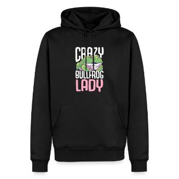 Crazy Bullfrog Lady Frog Hunter - Men’s Premium Organic Hoodie - black - Front - Nico (187cm)