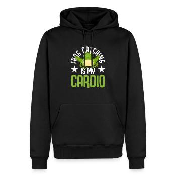La chasse aux grenouilles est mon chasseur de grenouilles cardio - Sweat à capuche Premium bio Homme - noir - Devant - Nico (187cm)