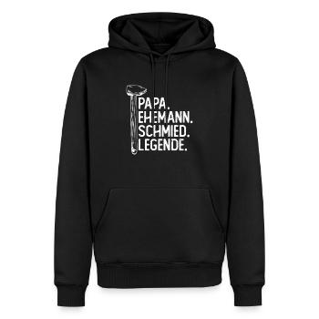 Papa. Ehemann. Schmied. Legende. - Schmied - Männer Premium Bio Hoodie - Schwarz - Vorne - Nico (187cm)