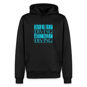 Retro Vintage Just Keep Diving Awesome Diver - Männer Premium Bio Hoodie - Schwarz - Vorne - Nico (187cm)