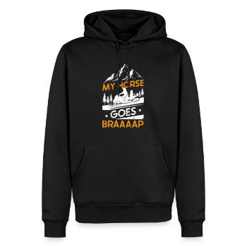 Balade en motoneige Mon cheval va Braaaap - Sweat à capuche Premium bio Homme - noir - Devant - Nico (187cm)