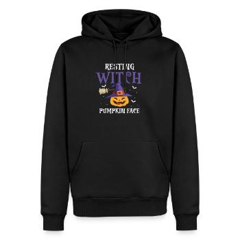 Resting Witch Pumpkin Face Cool Halloween - Men’s Premium Organic Hoodie - black - Front - Nico (187cm)