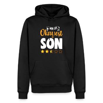 World's Okayest Son - Men’s Premium Organic Hoodie - black - Front - Nico (187cm)