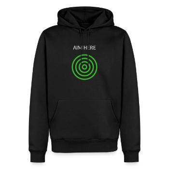 Aim Here Target Archery Bullseye - Men’s Premium Organic Hoodie - black - Front - Nico (187cm)
