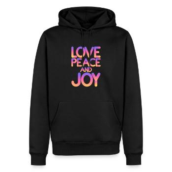 Aimez la paix et la joie - Sweat à capuche Premium bio Homme - noir - Devant - Nico (187cm)