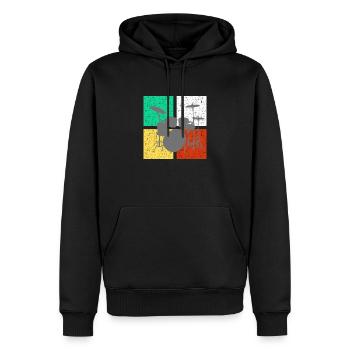 Schlagzeug Schlagzeuger Vintage Retro Drum Set Trendige Musik - Männer Premium Bio Hoodie - Schwarz - Vorne - Nico (187cm)