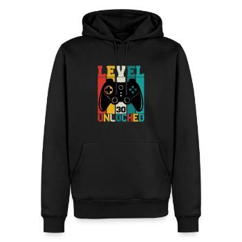 Level 30 unlocked Birthday - Men’s Premium Organic Hoodie - black - Front - Nico (187cm)
