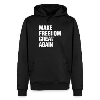Make Freedom Great Again - Men’s Premium Organic Hoodie - black - Front - Nico (187cm)