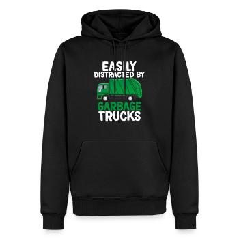 Easily Distracted by Garbage Trucks - Men’s Premium Organic Hoodie - black - Front - Nico (187cm)