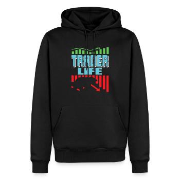 Trader Life Awesome Retro Bear Cycle T-Shirt - Männer Premium Bio Hoodie - Schwarz - Vorne - Nico (187cm)
