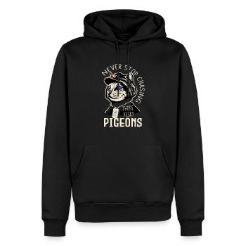 Hören Sie nie auf, diese lästigen Tauben lustige Katze zu jagen - Männer Premium Bio Hoodie - Schwarz - Vorne - Nico (187cm)