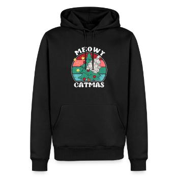 Drôle de chat Miaou Pyjama de Noël Chats Noël - Sweat à capuche Premium bio Homme - noir - Devant - Nico (187cm)