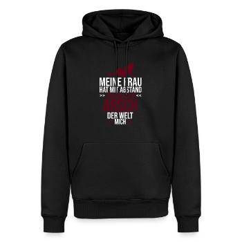 Meine Frau | Geschenkidee für Männer - Männer Premium Bio Hoodie - Schwarz - Vorne - Nico (187cm)