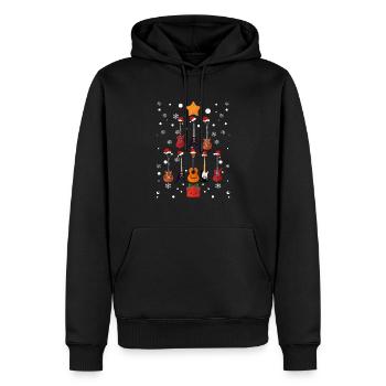 Guitare Père Noël Casquette Sapin de Noël Drôle - Sweat à capuche Premium bio Homme - noir - Devant - Nico (187cm)