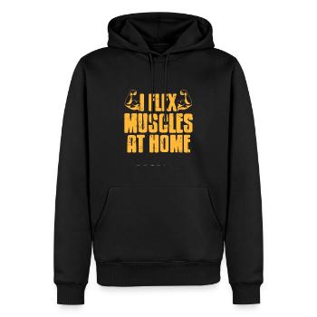 I Flex Muscles At Home Cool Retro Fitness Trainer - Männer Premium Bio Hoodie - Schwarz - Vorne - Nico (187cm)