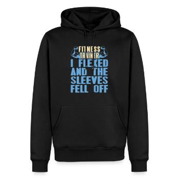 Flexed & The Sleeves Fell Off Funny Fitness - Männer Premium Bio Hoodie - Schwarz - Vorne - Nico (187cm)