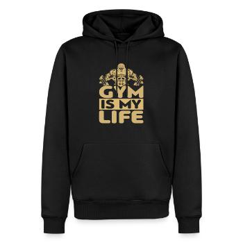 Retro GYM Is My Life Cool Fitness Coach & Trainer - Männer Premium Bio Hoodie - Schwarz - Vorne - Nico (187cm)