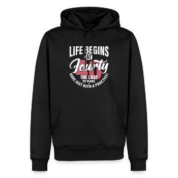 la vie commence à 40 ans - Sweat à capuche Premium bio Homme - noir - Devant - Nico (187cm)