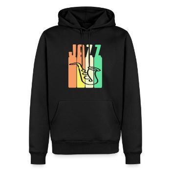 Retro Vintage JAZZ Awesome Designs For Jazz Lovers - Men’s Premium Organic Hoodie - black - Front - Nico (187cm)