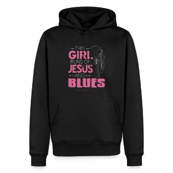 Cette fille court sur Jesus & Blues Cool Retro - Sweat à capuche Premium bio Homme - noir - Devant - Nico (187cm)