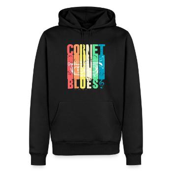 Retro Vintage Cornet BLUES Awesome Blues Lover - Sweat à capuche Premium bio Homme - noir - Devant - Nico (187cm)