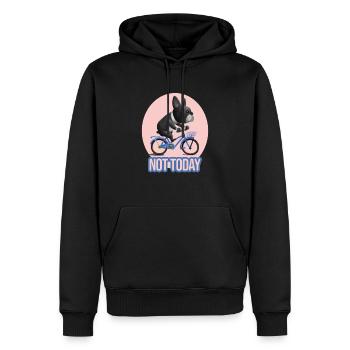 Not Today French Bulldog on a Bicycle - Men’s Premium Organic Hoodie - black - Front - Nico (187cm)