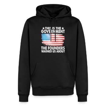 This Is The Government Our Founders Warned Us - Men’s Premium Organic Hoodie - black - Front - Nico (187cm)
