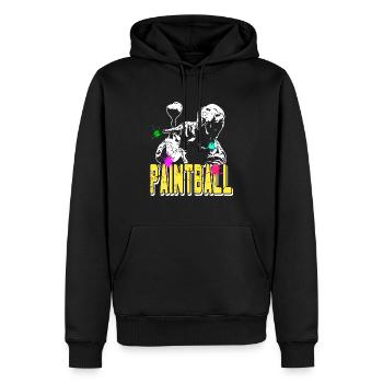 Joueur de paintball rétro vintage cool - Sweat à capuche Premium bio Homme - noir - Devant - Nico (187cm)
