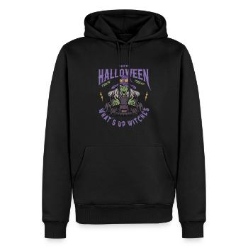WHAT´S UP WITCHES - Männer Premium Bio Hoodie - Schwarz - Vorne - Nico (187cm)