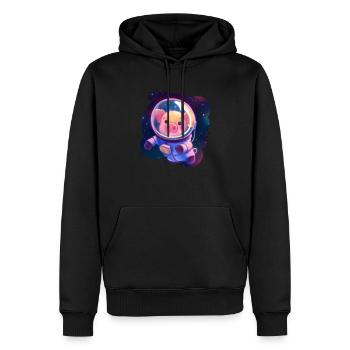Cut Pig in Space Funny Astronaut - Men’s Premium Organic Hoodie - black - Front - Nico (187cm)